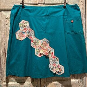Handmade Cotton A-Line Skirt with Anthropologie Embroidery Detail, Front Pocket
